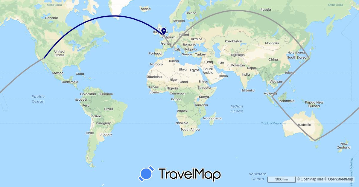 TravelMap itinerary: driving, plane in Australia, United Kingdom, Italy, Japan, Monaco, Singapore, United States (Asia, Europe, North America, Oceania)